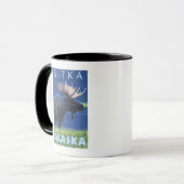 Elche bei Nacht - Sitka, Alaska Tasse (Vorderseite Links)
