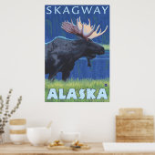 Elche bei Nacht - Skagway, Alaska Poster (Küche)