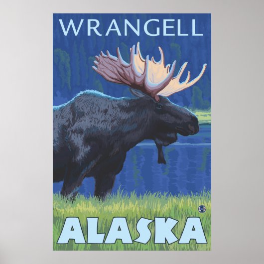 Elche bei Nacht - Wrangell, Alaska Poster (Vorne)