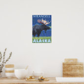 Elche bei Nacht - Wrangell, Alaska Poster (Küche)