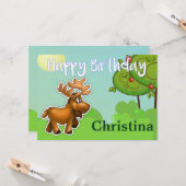 Elche Cartoon Geburtstagskarte Karte (Vorderseite/Rückseite Beispiel)