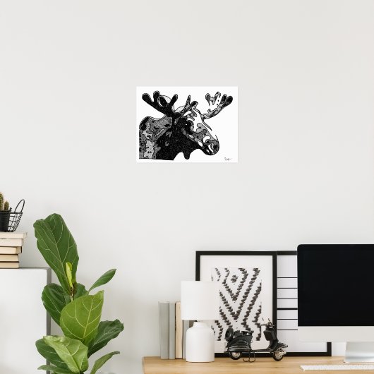 Elche, die in Schwarz und Weiß Gezeichnet wird Poster (Heimbüro)