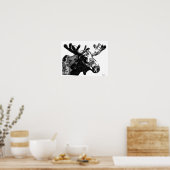 Elche, die in Schwarz und Weiß Gezeichnet wird Poster (Küche)