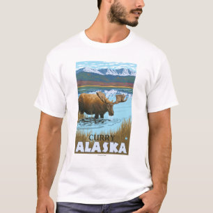 Elche, die in See - Curry, Alaska trinken T-Shirt