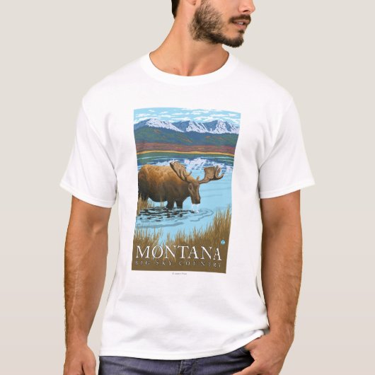 Elche, die in See - Montana trinken T-Shirt (Vorderseite)