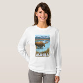 Elche, die in See - Valdez, Alaska trinken T-Shirt (Vorne ganz)