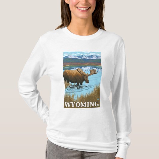 Elche, die in See - Wyoming trinken T-Shirt (Vorderseite)