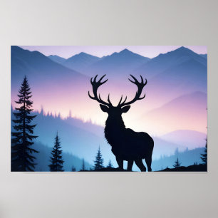 Elche Doppelexposition Tierart Wildnis wild Poster