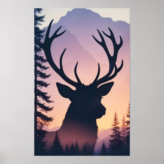 Elche Doppelexposition Tierart Wildnis wild Poster (Vorne)