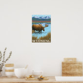 Elche Drinks am See - Wyoming Poster (Küche)