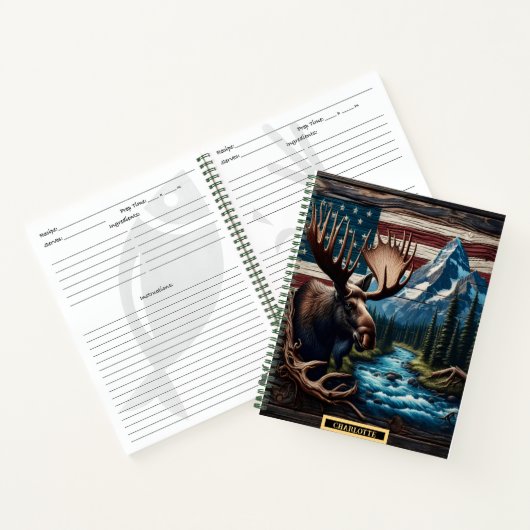 Elche durch einen ruhigen Fluss und Berge Notizblock (Innenseite)