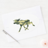 Elche/Elche Woodland Camouflage / Camouflage Ovaler Aufkleber (Umschlag)