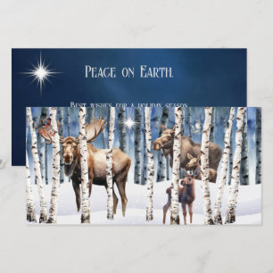 Elche Familie Winter Woods Weihnachtskarte Feiertagskarte