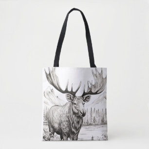 Elche Friedliche Natur Prärie Sketch Zeichnend Sti Tasche