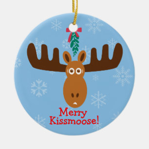 Elche Head_Mooseltoe_Merry Kissmoose! Keramik Ornament