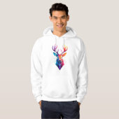 Elche, Hirsche, bunte Kunst Hoodie (Vorne ganz)