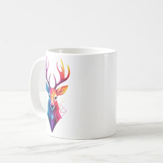 Elche, Hirsche, bunte Kunst Kaffeetasse (Vorderseite Links)