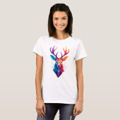 Elche, Hirsche, bunte Kunst T-Shirt (Vorne ganz)