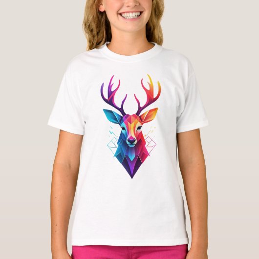Elche, Hirsche, bunte Kunst T-Shirt (Vorderseite)