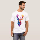 Elche, Hirsche, bunte Kunst T-Shirt (Vorne ganz)