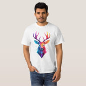 Elche, Hirsche, bunte Kunst T-Shirt (Vorne ganz)