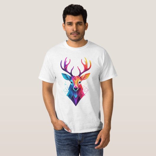 Elche, Hirsche, bunte Kunst T-Shirt (Vorne ganz)