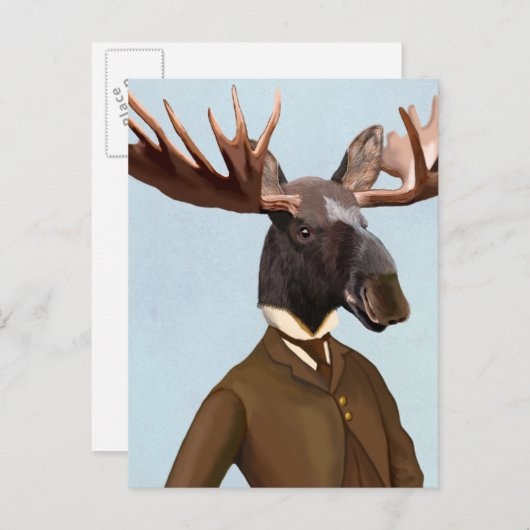 Elche im Anzug Portrait Postkarte (Vorne/Hinten)