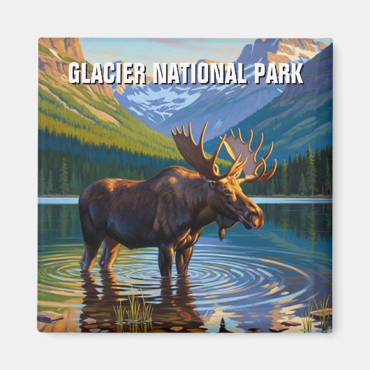 Elche im Glacier National Park Travel Magnet (Vorne)