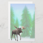 Elche im Kiefern-Waldbriefpapier Briefpapier (Vorne/Hinten)