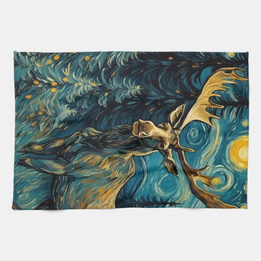 Elche im Pinienwald Van Gogh Geschirrtuch (Horizontal)