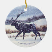 Elche im Schnee rund Keramikornament (Vorne)