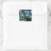 Elche im Snowflake-Wald Quadratischer Aufkleber (Tasche)