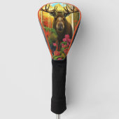 Elche im Wald mit Blume Kunst Kunst KI Golf Headcover (Vorderseite)