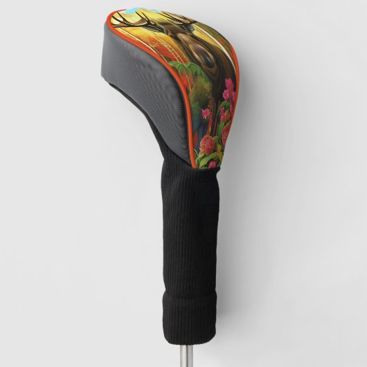 Elche im Wald mit Blume Kunst Kunst KI Golf Headcover (angewinkelt)