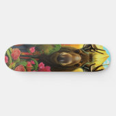 Elche im Wald mit Blume Kunst Kunst KI Skateboard (Horizontal)
