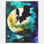 Elche im Wald Vollmond Fleecedecke (Vorderseite)