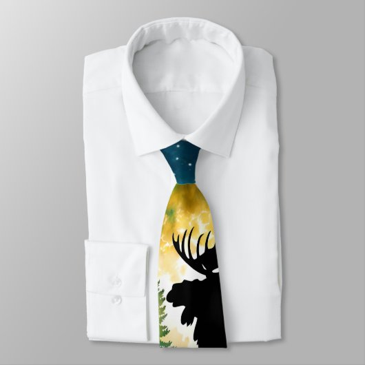 Elche im Wald Vollmond Krawatte (Gebunden)