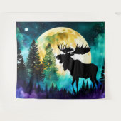 Elche im Wald Vollmond Wandteppich (Vorderseite (Horizontal))