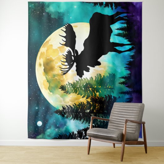 Elche im Wald Vollmond Wandteppich (Beispiel)