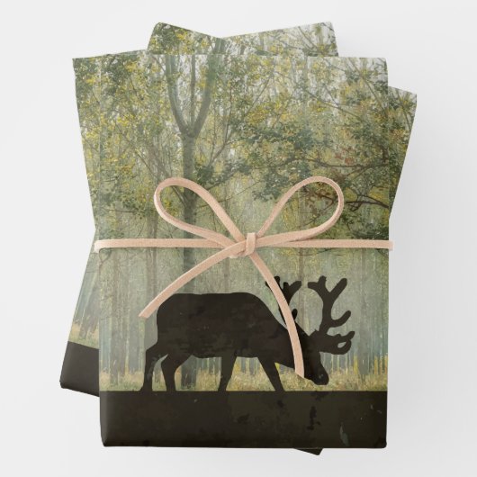 Elche im Walddesign Geschenkpapier Set (Beispiel)
