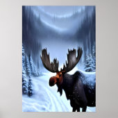 Elche im Winterschnee | AI Art Poster (Vorne)