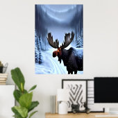 Elche im Winterschnee | AI Art Poster (Heimbüro)