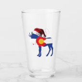 Elche in Colorado Flag mit Weihnachtsmannmütze Glas (Vorderseite)