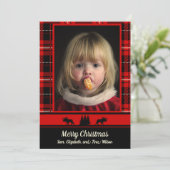 Elche in den Woods Red Kariert Foto Weihnachten Ankündigung (Stehend Vorderseite)