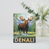 Elche in Denali Nationalpark Alaska Vintag Postkarte (Stehend Vorderseite)