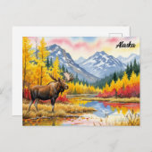 Elche in Denali Nationalpark Alaska Vintag Postkarte (Vorne/Hinten)
