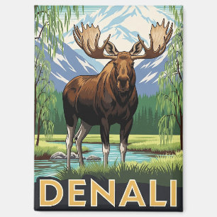 Elche in Denali-Nationalpark Alaska Vintage Magnet