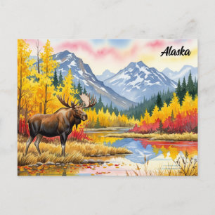 Elche in Denali-Nationalpark Alaska Vintage Postkarte