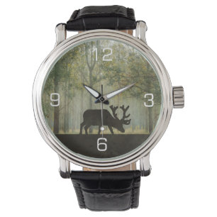 Elche in der WaldIllustration Armbanduhr