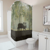 Elche in der Waldillustration Duschvorhang (Beispiel)